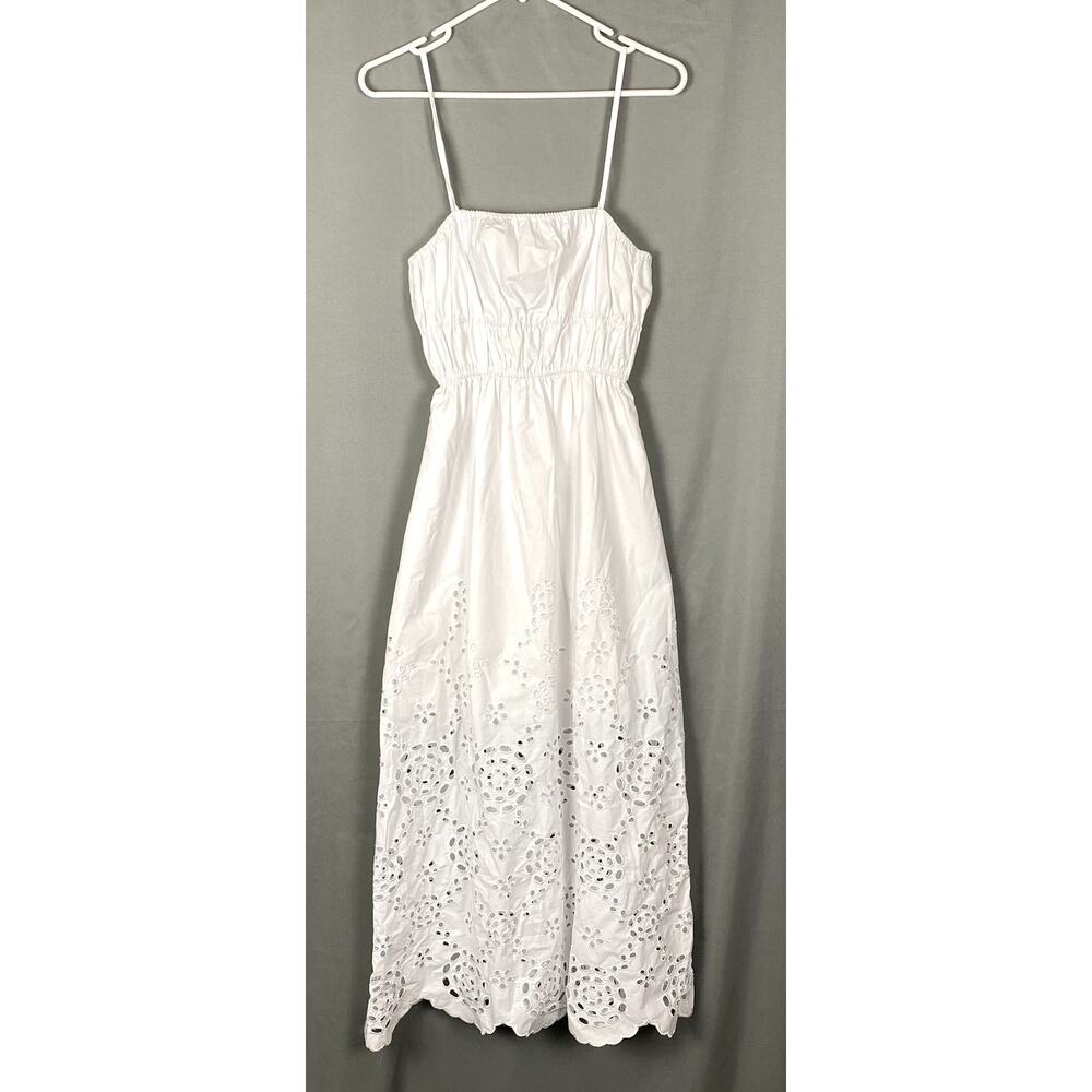 Madewell Dress Size 0 White Eyelet Embroidered Midi Empire Summer NWT NS131